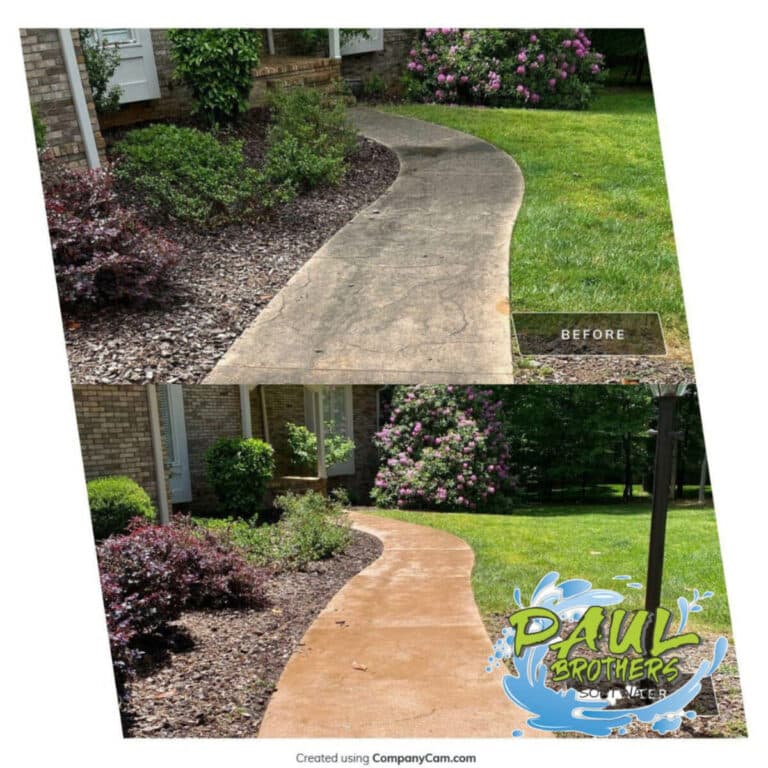 front house concrete road restored after pressure washing service in trinity north carolina