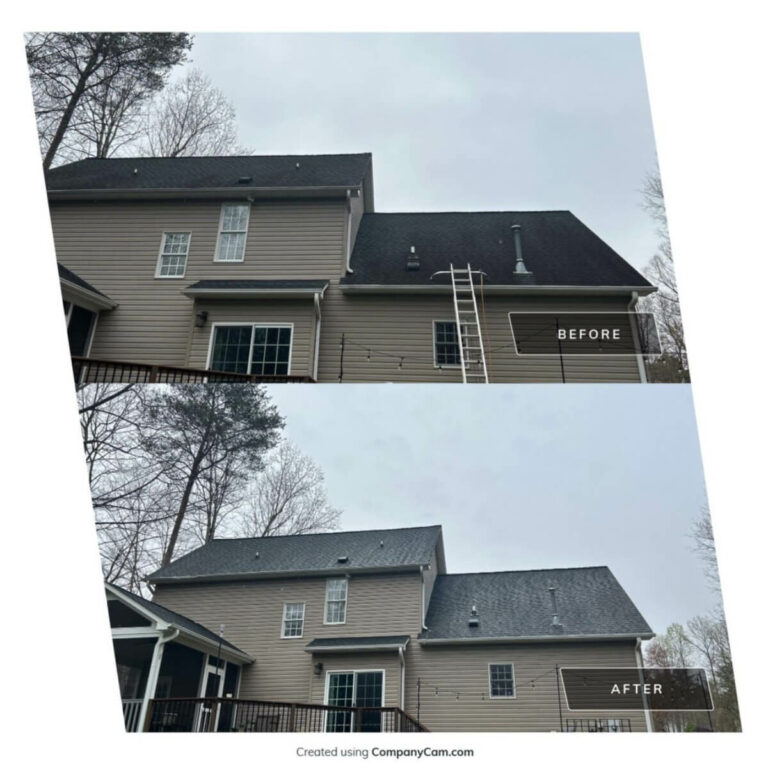 roof comparison before and after expert roof cleaning service in trinity north carolina