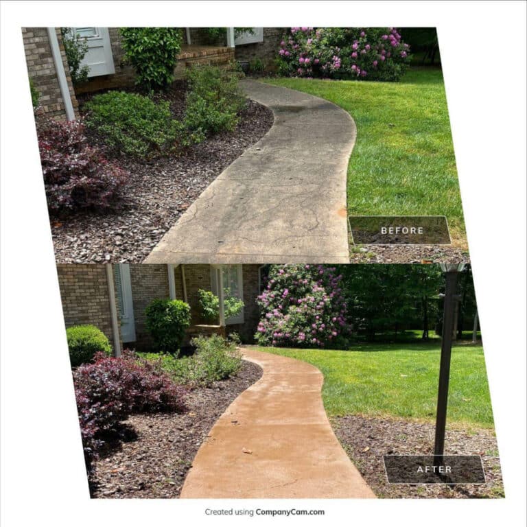 residential sidewalk cleaned by pressure washing contractor in burlington nc