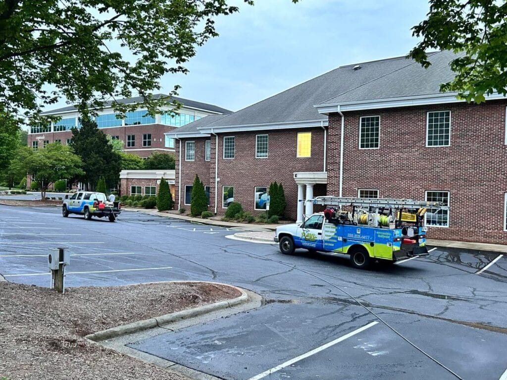 Office park exterior cleaning professionals by Paul Brothers SoftWash