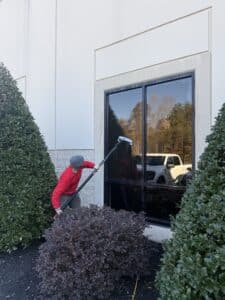 Office park commercial window cleaning by Paul Brothers SoftWash