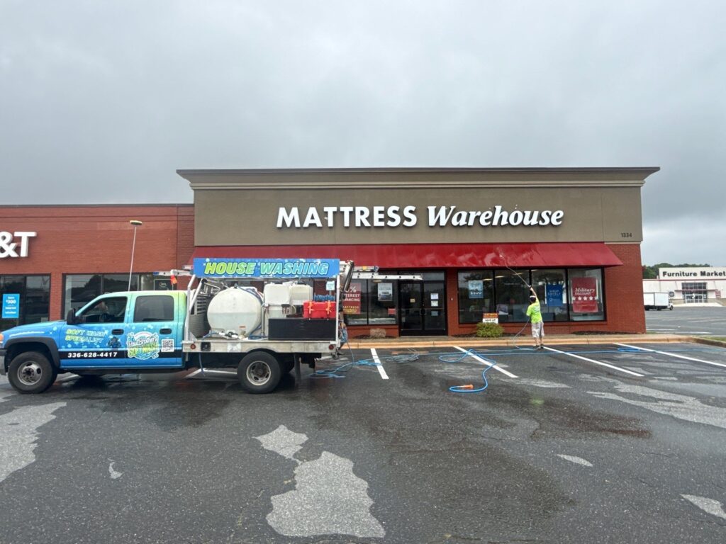 Storefront awning cleaning in Asheboro NC